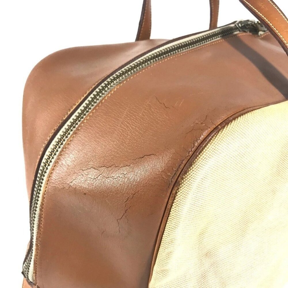 HERMES vintage Victoria 50 Travel Bag Duffle Bag Leather/Canvas Beige/Brown - Picture 9 of 15